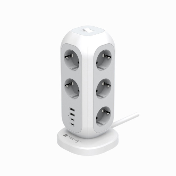 [IUPS-PCP-TOWER01] Multipresa da Tavolo Torretta di Alimentazione 11 Prese Schuko 2 USB-A e 2 USB-C™