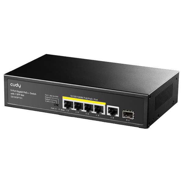 [ICU-GS1005PTS1] Switch Gigabit PoE+ 5 Porte con 1 Slot SFP, GS1005PTS1