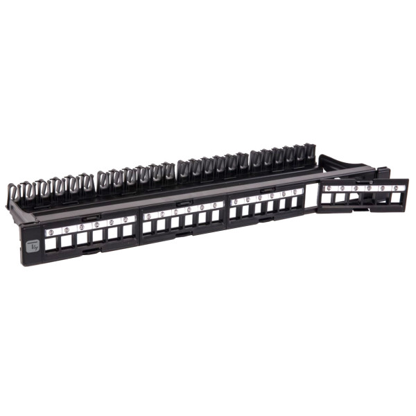 [I-KS_PP-24-DEN] Pannello Patch Modulare 24 Posti UTP con Moduli Removibili 1 Unit&agrave; Nero