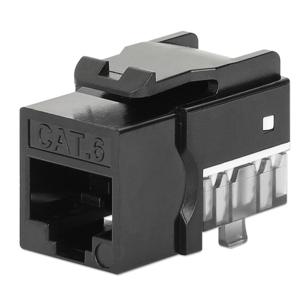 Frutto Keystone Slim Cat.6 per Cavo Rigido con Supporto Punch-Down 25 pz Nero
