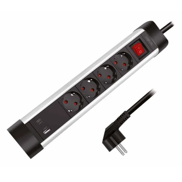 [IUPS-PCP-4S1A1C] Presa Multipla a 4 vie con Presa USB-C™ PD e USB-A QC per la Ricarica Veloce