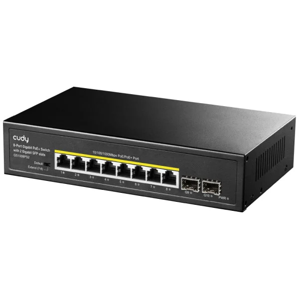 [ICU-GS1008PS2] Switch Gigabit PoE+ 8 Porte con 2 slot SFP Gigabit, GS1008PS2