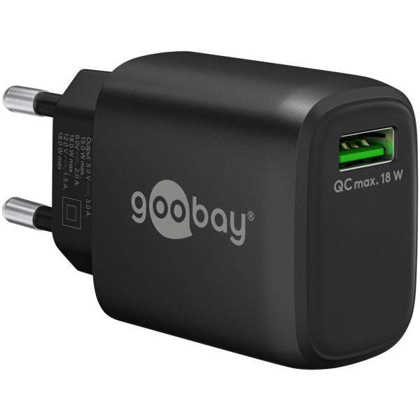 [IPW-USB-QB18B] Caricabatterie Ricarica Rapida USB QC 3.0 (18 W) Nero