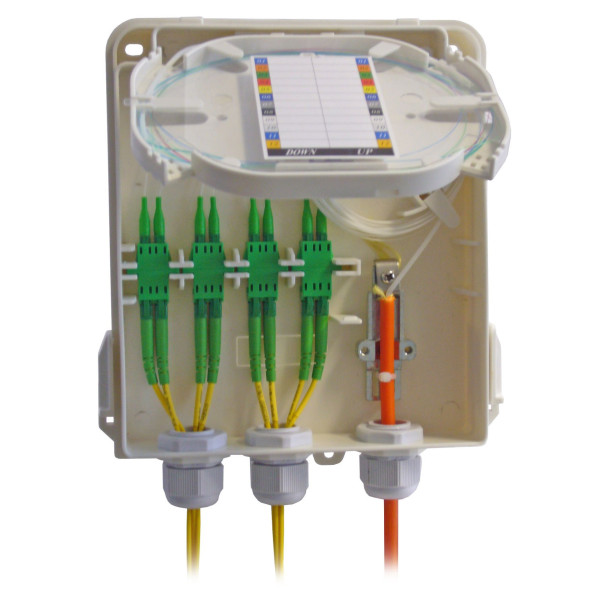 Scatola di Giunzione Fibra Ottica 8 Fibre IP54 per Applicazioni FTTX con Serratura