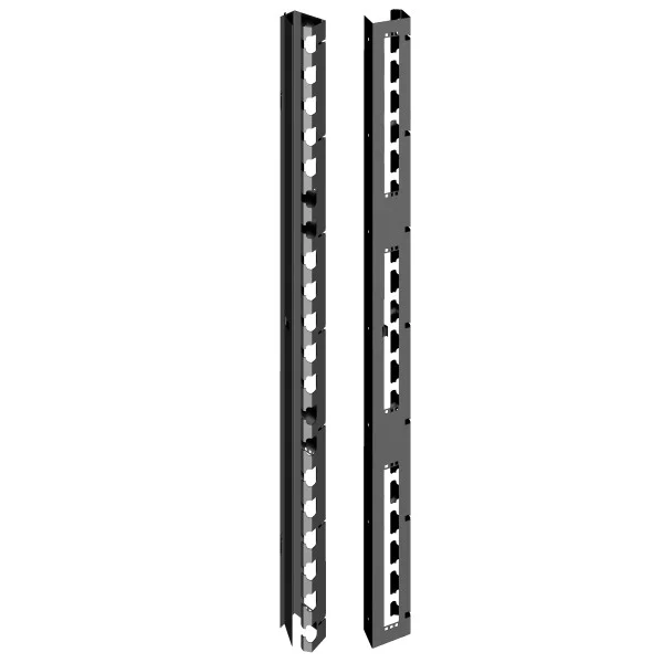 [I-CASE_CABLEP-800S] Coppia Canala Gestione Cavi Verticale 42U con Sportello Chiusura a Scatto Nero