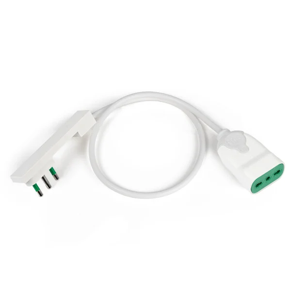 [ICOC_92-NC-01] Cavo Alimentazione Italiana 16A Maschio Angolata / Femmina 1m Bianco