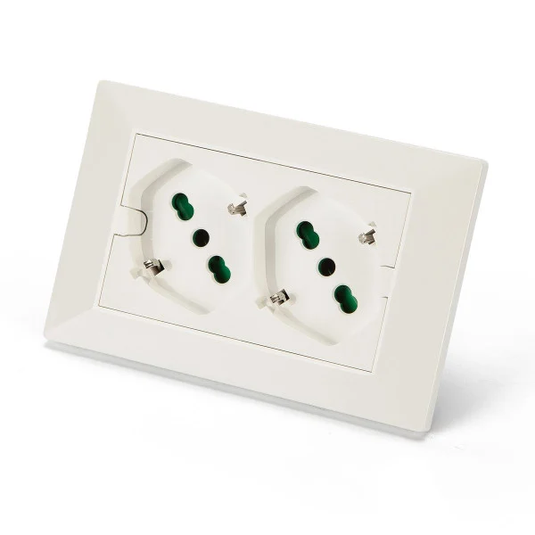 [IUPS-PCP-OPEW] Multipresa Universale da Incasso con Doppia Presa Bipasso Italiana Schuko Bianco