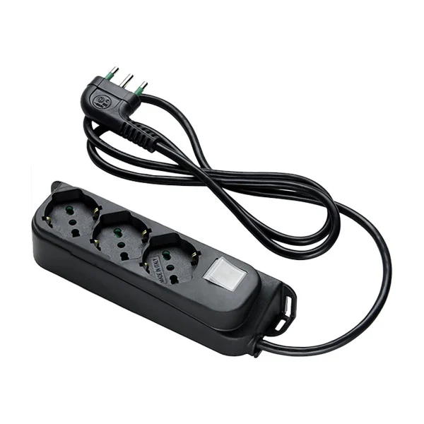 [ICPS4040B] Presa Multipla a 3 Posti Italiana Bipasso con Interruttore Nero