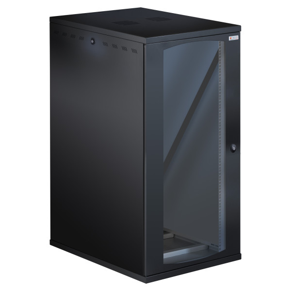 Armadio Rack 19'' a Muro 22U P 800mm L 600mm Porta Vetro Nero