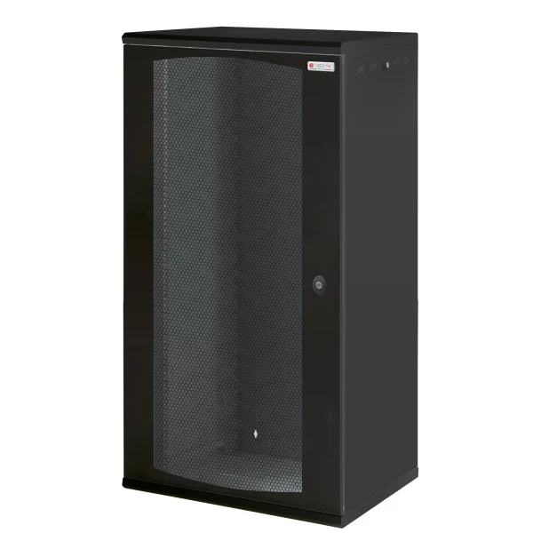 Armadio Rack 19'' a muro 22U sezione unica P 600mm Porta Grigliata Nero