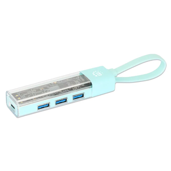 [IUSB31C-TR-HUB4GR] Hub Combo USB 3.2 USB-C™ e USB-A 4 Porte Verde Trasparente