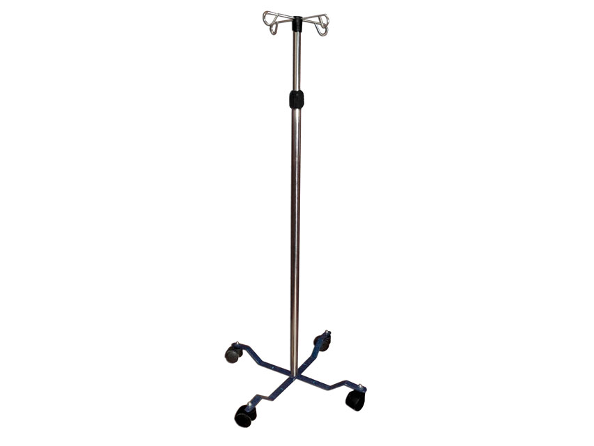 [27814] ASTA PORTAFLEBO SU PIANTANA A 4 RUOTE - acciaio inox - 4 ganci di acciaio inox