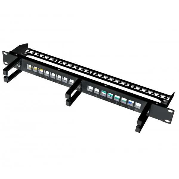 [I-KS_PP-16-CMB] Pannello Patch 16 Posti Keystone Senza Frutti con Gestione Cavi Nero