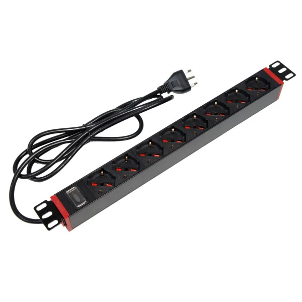 [I-CASE_STRIP-81U36] Multipresa 8 Posti da Rack 19'' con Staffe Ruotabili a 360&deg; Spina Italiana