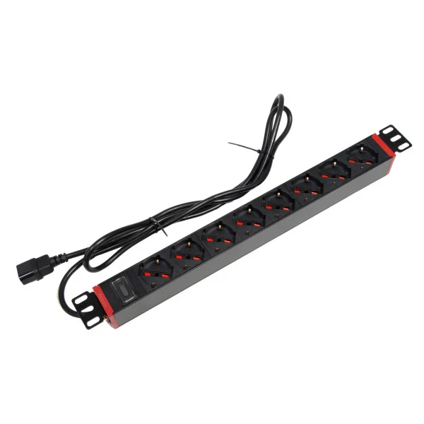 Multipresa 8 Posti da Rack 19'' con Staffe Ruotabili a 360&deg; VDE 10A