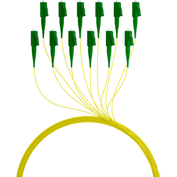 Set 12 Pigtail Fibra Ottica Monomodale OS2 LC/APC G652D 2m Giallo