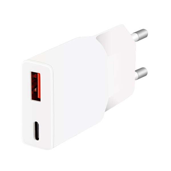 [IPW-USB-20WACL] Caricatore Alimentatore GaN USB-C™ (PD) + USB-A (QC) da Muro 20W Bianco