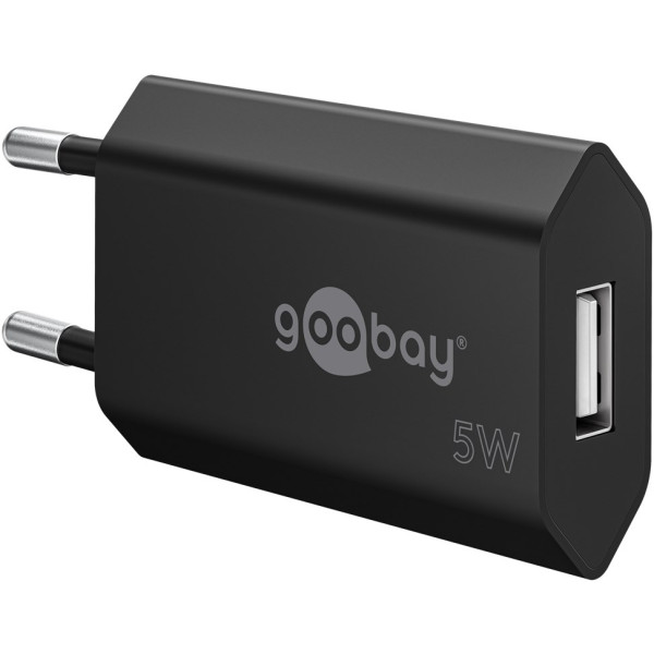 Caricatore USB 1A 5W Compatto Spina Europea Nero