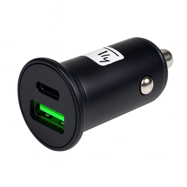 [IUSB2-CAR5-AC45W] Mini Caricatore da Auto USB-A e USB-C™ 5V/4A Nero