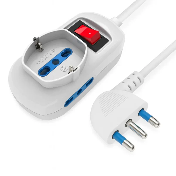 [IUPS-PCP-2I1SA] Presa Multipla a 2 Posti 10/16A Bipasso e 1 10/16A Bipasso Schuko con Interruttore