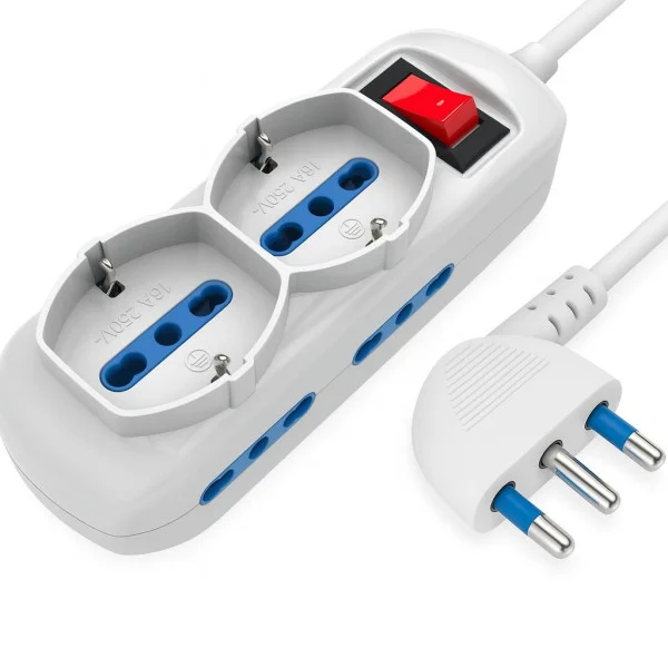 [IUPS-PCP-4I2SA] Presa Multipla a 4 Posti 10/16A Bipasso e 2 10/16A Bipasso Schuko con Interruttore