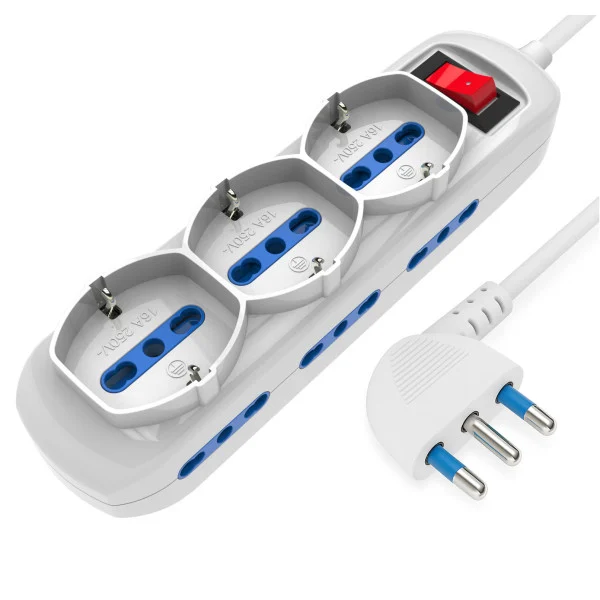 [IUPS-PCP-6I3SA] Presa Multipla a 6 Posti 10/16A Bipasso e 3 10/16A Bipasso Schuko con Interruttore