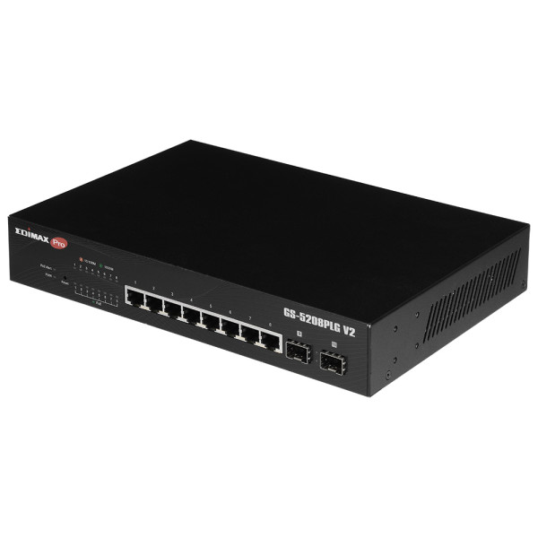 [ICE-GS5208PLGV2] Smart Switch Web 10 porte Gigabit PoE+ 2 porte SFP, GS-5208PLG V2