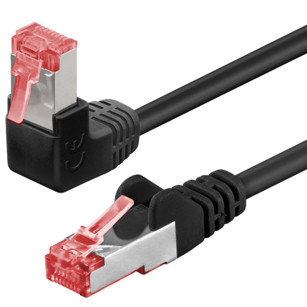 Cavo di rete Patch Connettore Angolato 90&deg; Rame Cat.6 S/FTP 1m Nero