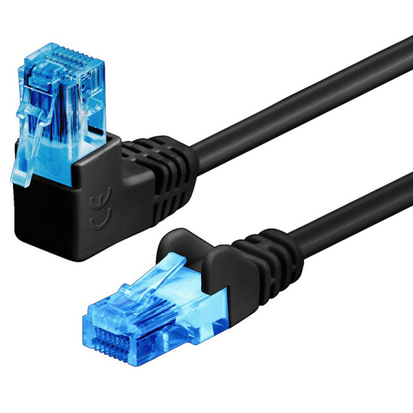 Cavo di rete Patch Connettore Angolato 90&deg; CCA Cat.6A UTP 3m Nero