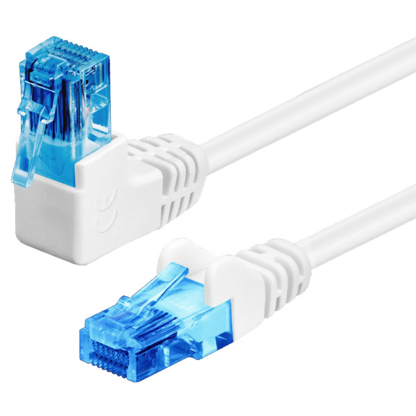 Cavo di rete Patch Connettore Angolato 90&deg; CCA Cat.6A UTP 1m Bianco
