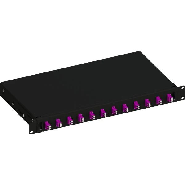 [ILWL_SB-12LCDM4B] Cassetto Ottico 19'' Scorrevole con 12 Bussole LC Duplex Multimodale OM4 Nero