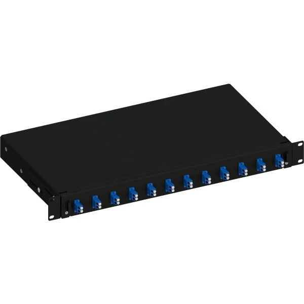 [ILWL_SB-12LCDSB] Cassetto Ottico 19'' con 12 Bussole LC Duplex Monomodale OS2 Nero