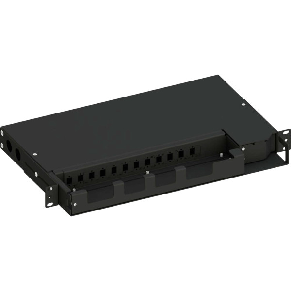 [ILWL_SBPV-12LCDB] Cassetto ottico 19'' Pivot con Piastra Frontale per 12 LC Duplex/12 SC Simplex/12 E2000&reg; Simplex, Nero