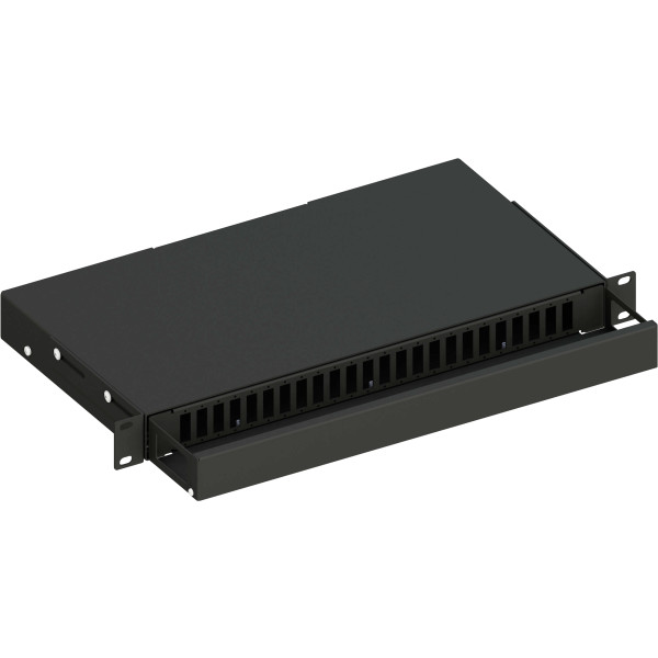 [ILWL_SBE-24SCDB] Cassetto Ottico 19'' Scorrevole con Piastra Frontale per 24 Bussole SC Duplex, Nero