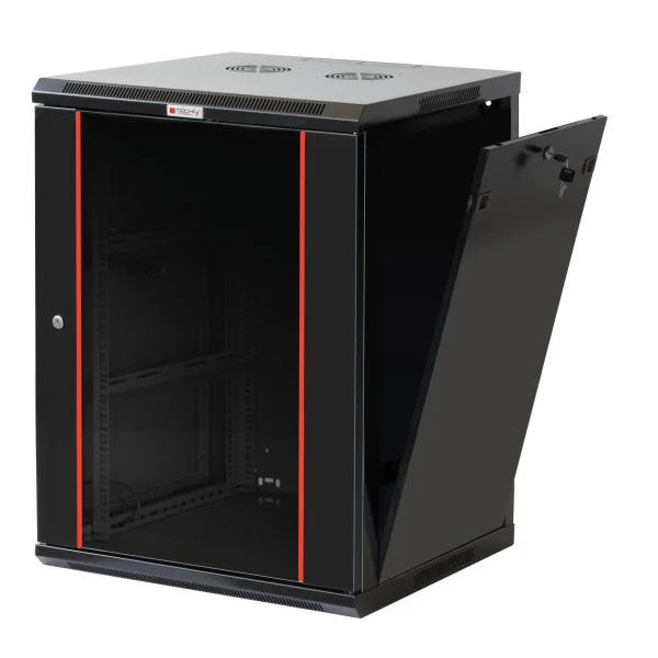 [I-CASE_EWT-2415B] Armadio Rack 19'' a muro 15 unit&agrave; sezione unica prof. 450 mm Nero