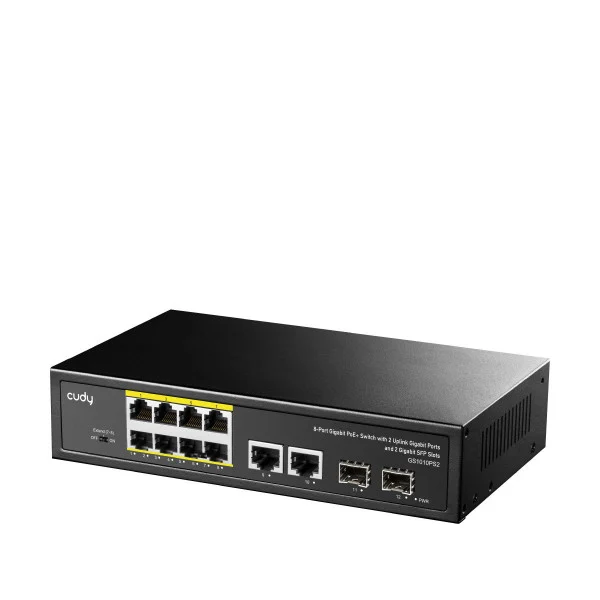[ICU-GS1010PS2] Switch Gigabit PoE+ 8 Porte con 2 Uplink GBE e 2 Gigabit SFP, GS1010PS2 Nero