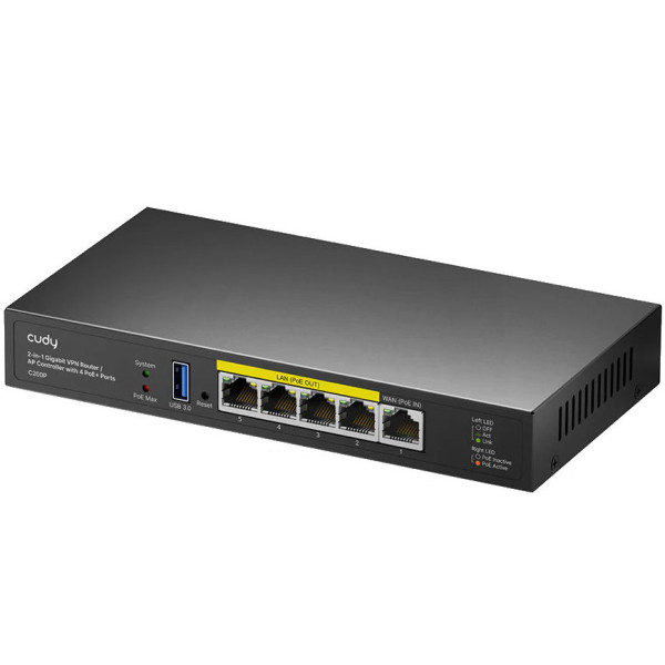 [ICU-C200P] Router 2in1 SMB VPN / AP Controller con 4 Porte PoE+, C200P