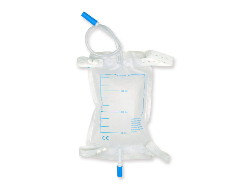 [28708] SACCA URINE DA GAMBA 750 cc - tubo 35 cm con kit bottoni