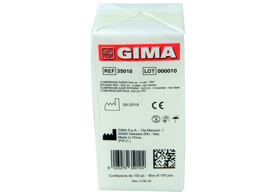 [35010] COMPRESSE GARZA TNT - 5x5 cm - 4 veli - 10 pacchi da 100