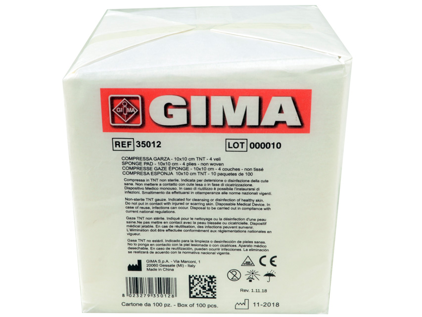 [35012] COMPRESSE GARZA TNT -10x10 cm - 4 veli - 10 pacchi da 100